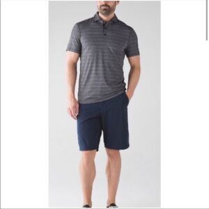 Lululemon Men’s Evolution gray heathered stripped golf polo size medium - EUC!
